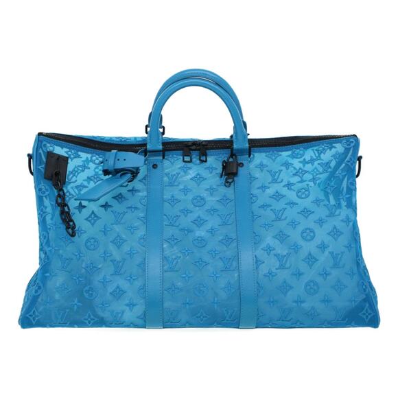 LOUIS VUITTON Mesh Keepall Triangle 50 Boston Bag Turquoise Blue M45048 - Picture 13 of 16